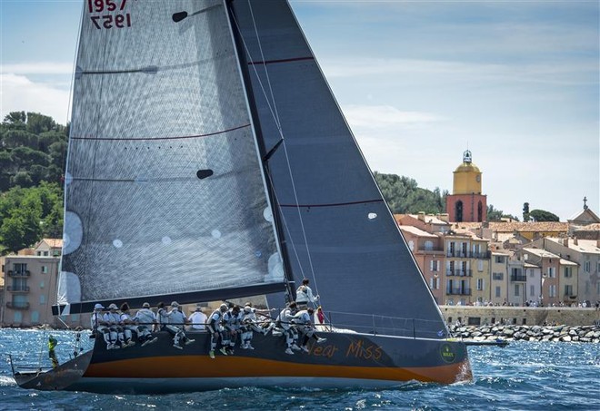 NEAR MISS (SUI) with St. Tropez in the background  - Giraglia Rolex Cup 2012 ©  Rolex/ Kurt Arrigo http://www.regattanews.com